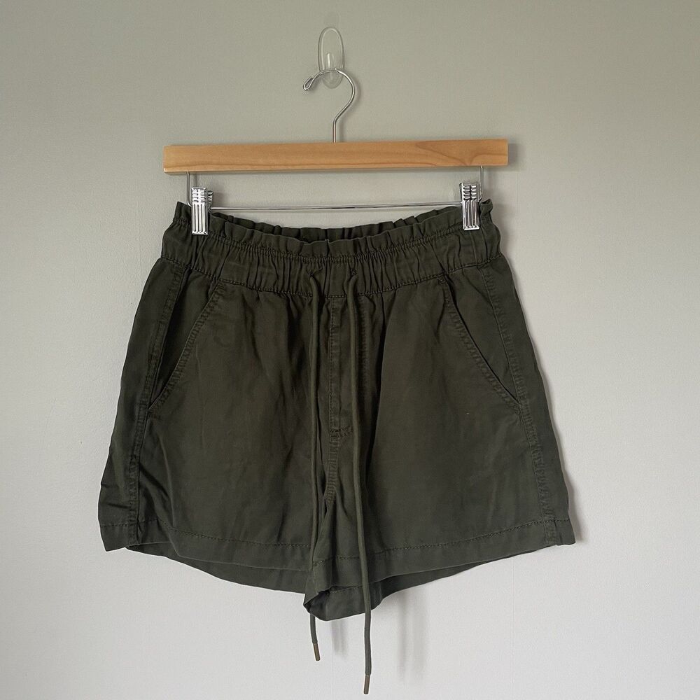 LOFT High Rise Relaxed Fit Shorts 100% Lyocell Dark Green Women's Size Small